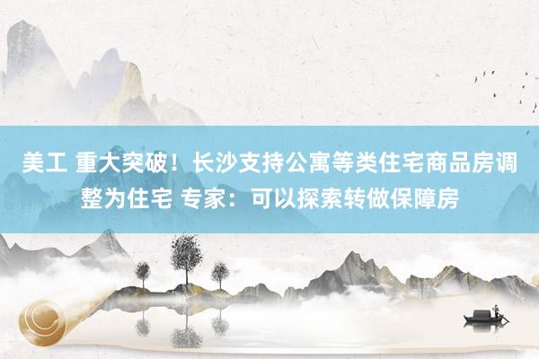 美工 重大突破！长沙支持公寓等类住宅商品房调整为住宅 专家：可以探索转做保障房