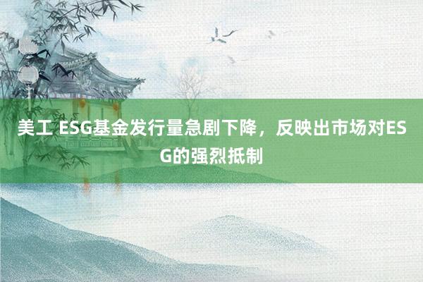 美工 ESG基金发行量急剧下降，反映出市场对ESG的强烈抵制