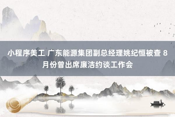 小程序美工 广东能源集团副总经理姚纪恒被查 8月份曾出席廉洁约谈工作会