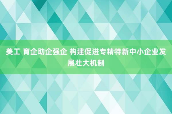 美工 育企助企强企 构建促进专精特新中小企业发展壮大机制